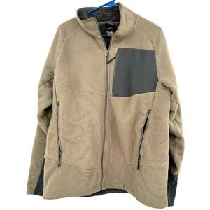 The North Face Size‎ Large Zip Up Jacket Tan Gray Zipper Pocket Polyester
